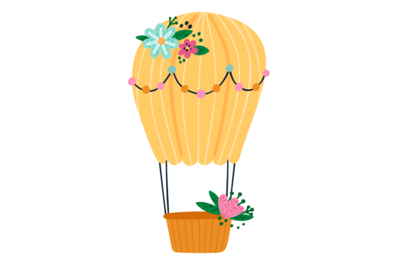 Download Flying Hot Air Balloon Decorated with Cu - Premium Resources