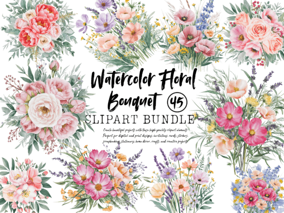 Download Vintage Watercolor Floral Bouquet Clipar - Vintage watercolor Collection
