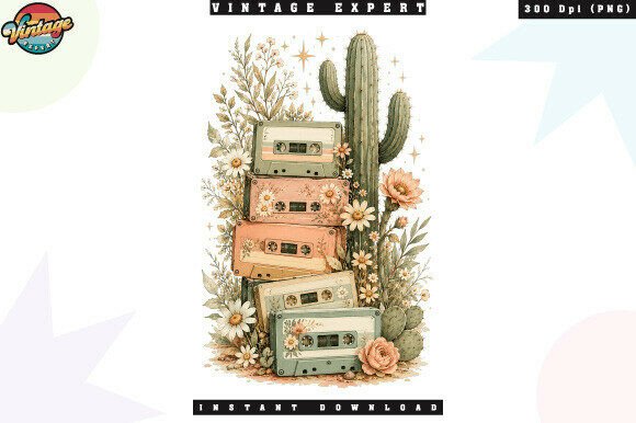 Download Cassette Tape Desert Cactus Floral PNG - Cassette tape Collection