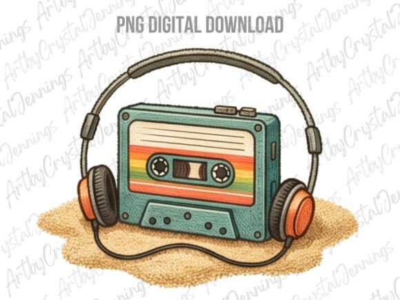 Download Retro Cassette Tape with Headphones PNG - Cassette tape Collection