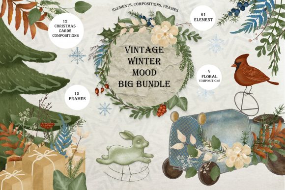Download VINTAGE WATERCOLOR CHRISTMAS WINTER BIG - Vintage watercolor Collection