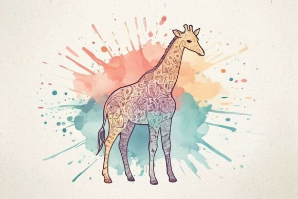 Download Cute Giraffe with Soft Hues - Soft hues Collection