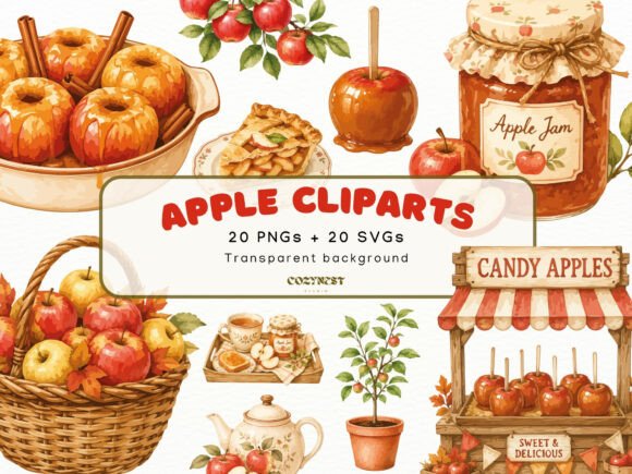 Download Apple Watercolor Cliparts, Fall Harvest - Watercolor cliparts Collection