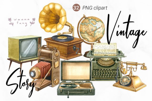 Download Vintage Watercolor Elements Clipart, PNG - Vintage watercolor Collection