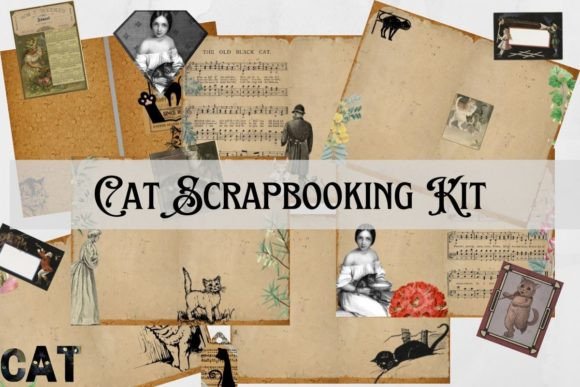 Download Cat Junk Journal, Cat Scrapbooking Kit - Junk journal Collection