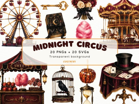 Download Dark Circus Watercolor Cliparts PNG - Watercolor cliparts Collection