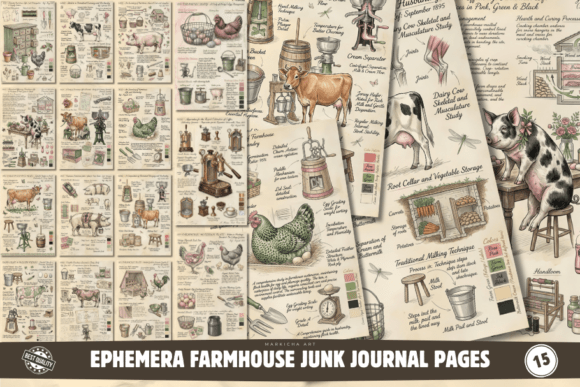Download Ephemera Farmhouse Junk Journal Pages - Junk journal Collection