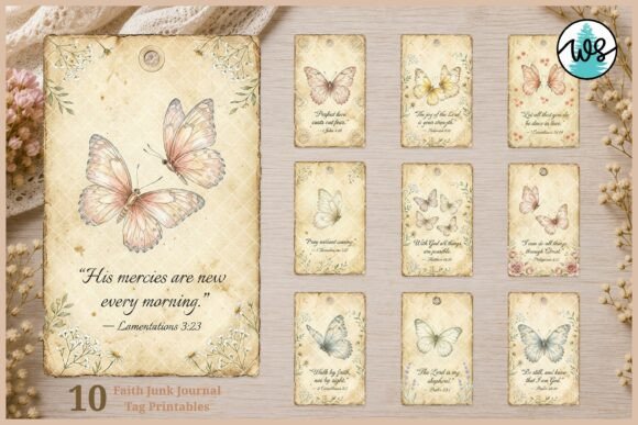 Download Butterfly Faith Junk Journal Tags Bible - Junk journal Collection