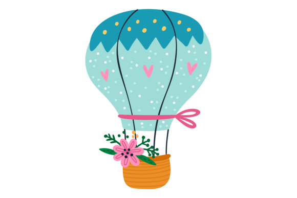 Download Hot Air Balloon with Hearts and Flowers. - Premium Resources