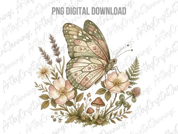 Download Vintage Watercolor Butterfly &amp; Floral PN - Vintage watercolor Collection